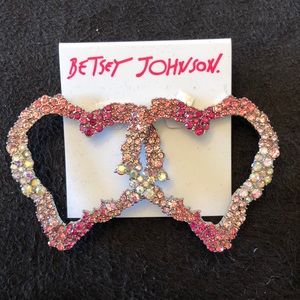 Betsey Johnson Crystal Heart-Shaped post earrings